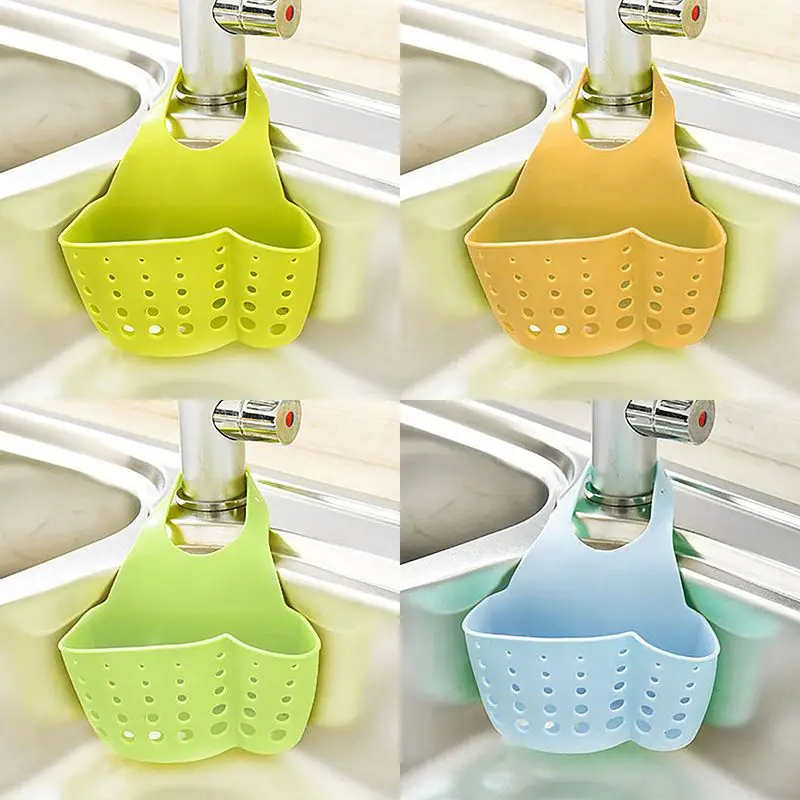 

Kitchen Plastic Sink Sponge Holder Hang Basket With Hanging Snap Strap For Scrubber Dish Brush Kitchen Accessories Organizer