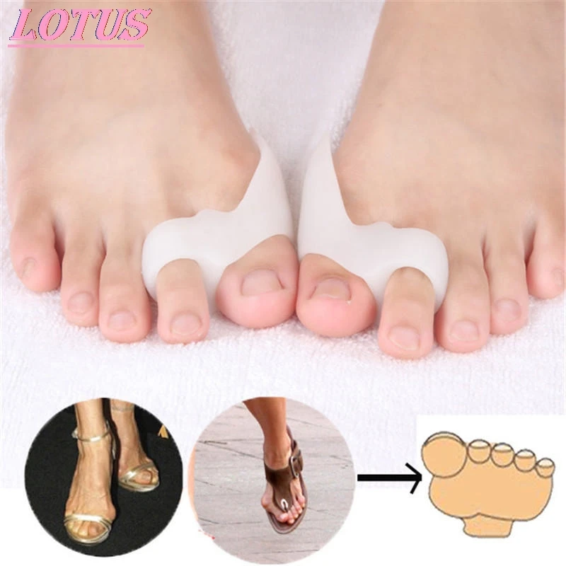 

1Pair Silicone Gel Foot Fingers Two Hole Toe Separator Thumb Valgus Protector Bunion Adjuster Hallux Valgus Guard Feet Care hot