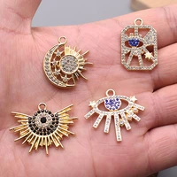 2pcs micro inlay zircon evil blue eye charm pendant alloy turkish eye charms pendant for jewelry making earrings necklaces