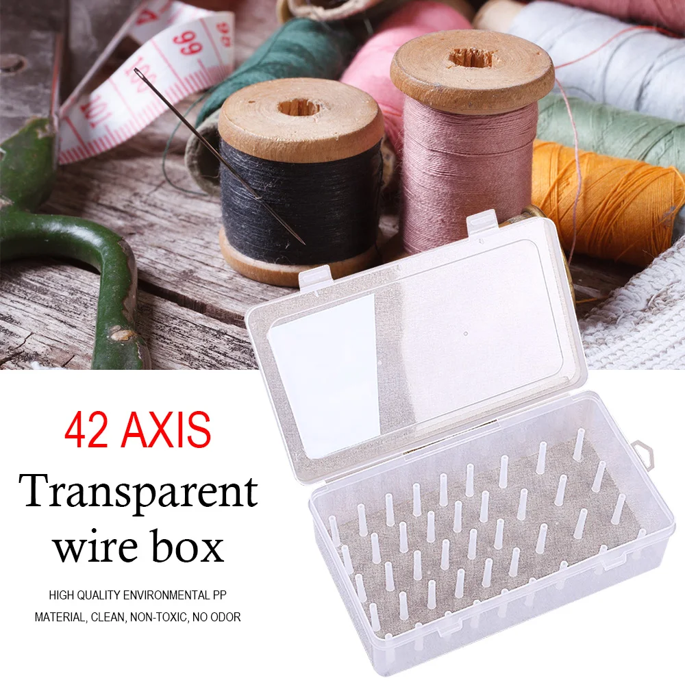 

Empty Sew Threads Box Durable Professional Sewing Yarn Spools Containers Storage Case with Support Poles