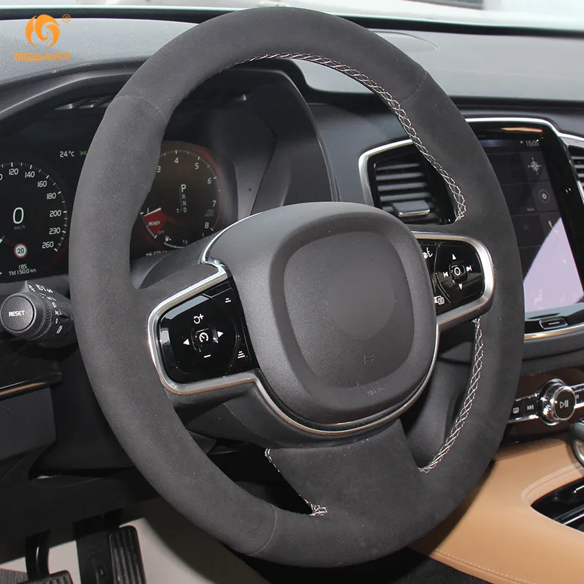 MEWANT черный замшевый чехол рулевого колеса автомобиля для Volvo XC90 2015 2017 аксессуары
