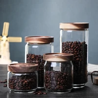 4 capacity acacia mangium sealed jar coffee bean grain storage jar spice dried fruit tea storage bottle healthy utensils