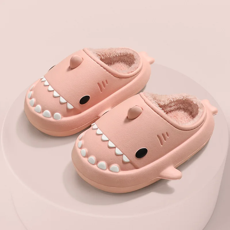 

Children's Eva Slippers Autumn and Winter Soft Bottom Cartoon Shark Cotton Slippers Indoor Baby Waterproof Thick Bottom Slippers