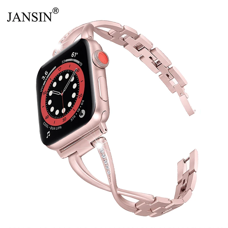 Бриллиантовый ремешок для apple watch Band 44 мм 40 браслет iwatch series 6 SE женский Apple Watch 3 band 38