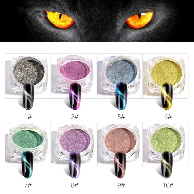 Глаза танцуют кошачий глаз зеркало для ногтей Блестящий порошок металлический