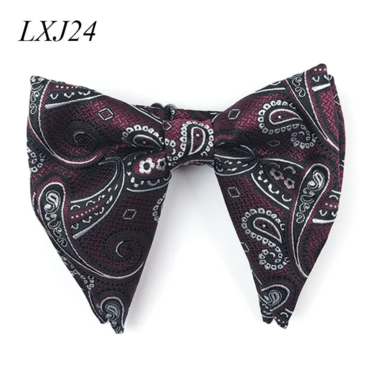 Bowtie LXJ24 Уникальный полиэстеровый Свадебный галстук-бабочка для жениха с узором пейсли, двухслойный большой галстук-бабочка для мужчин, вечерние - Цвет: Bowtie LXJ24