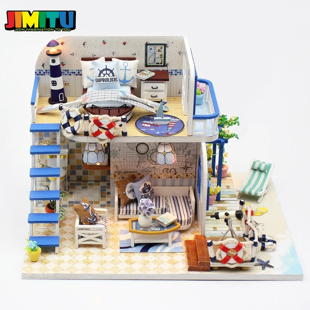 JIMITU Кукольный дом детская деревянная игрушка сделай сам светодиодная лампа