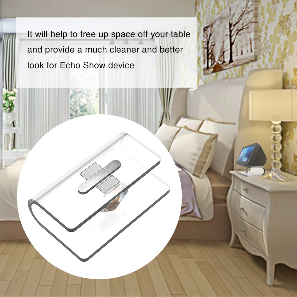 Fully Acrylic Transparent Mount Anti Slip Home Decor Bedroom Audio Stand Desktop Freestanding Magnetic For Amazon Echo Show 5 |