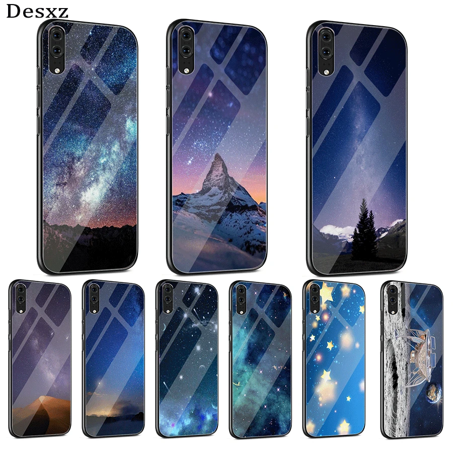 Мобильный чехол для телефона стекло huawei mate Honor 8X 9 10 7A 0 P30 P0 P10 Lite Pro P Smart Cover Night light map |