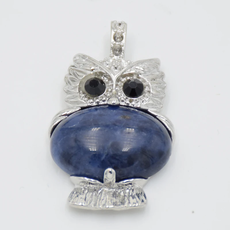 Натуральный камень милая сова животные подвески для ожерелий овальной формы