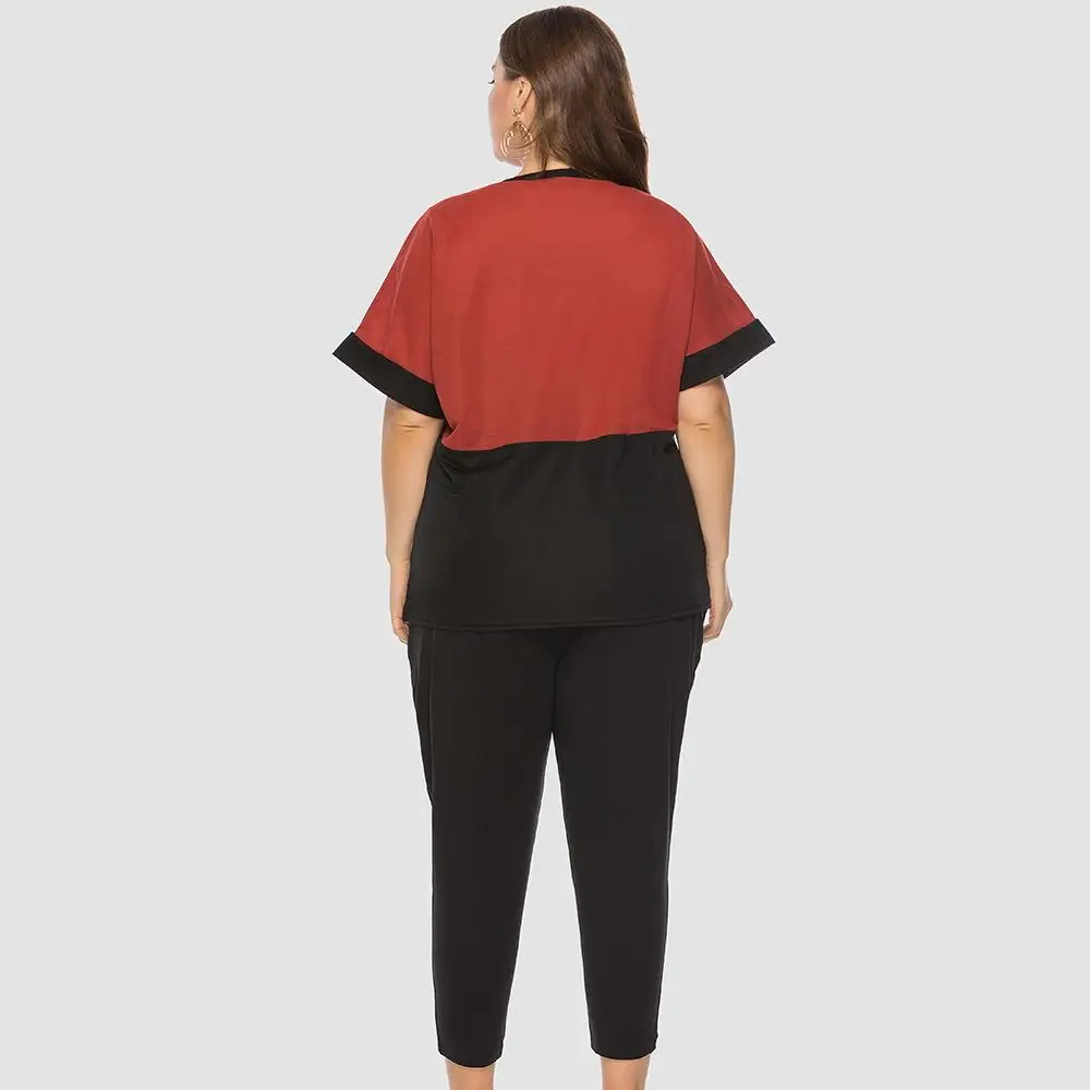 

2020 Summer Suit Women Plus Size t-shirt Tops and Pants Set loose Tracksuit 2 Piece Set Clothing Big Size Ladies Outfits L-5XL
