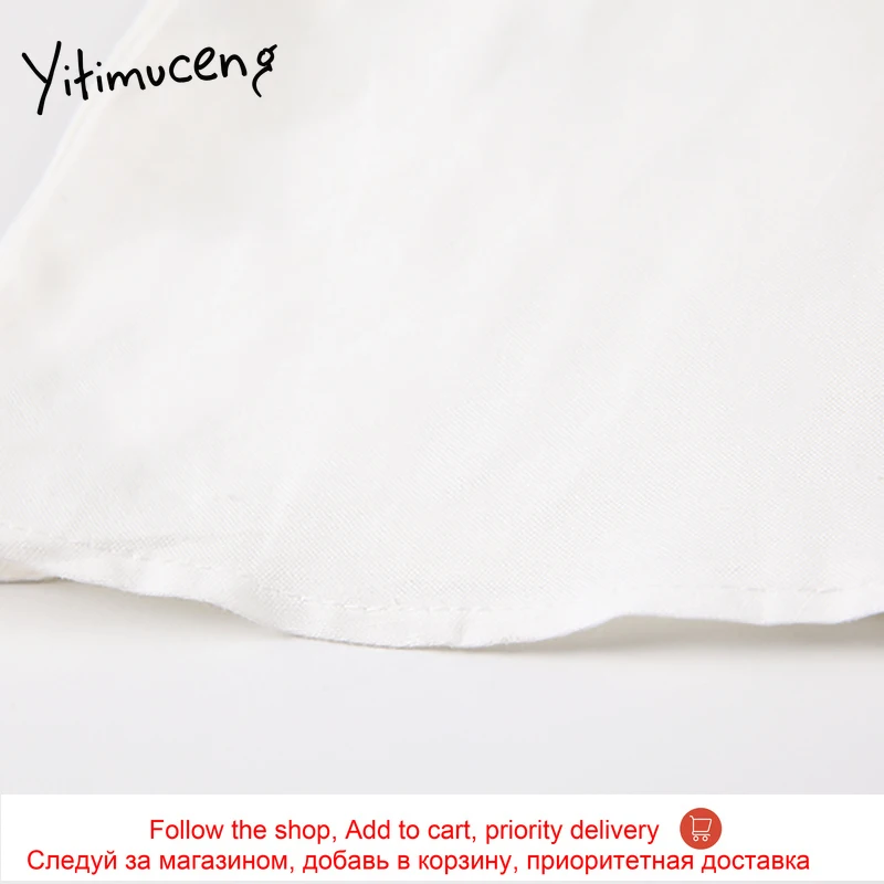 

Yitimuceng White Dresses Women Summer Folds Bow High Waist Puff Sleeve V-Neck A-Line 2021 Korean Fashion New Elegant Midi Dress