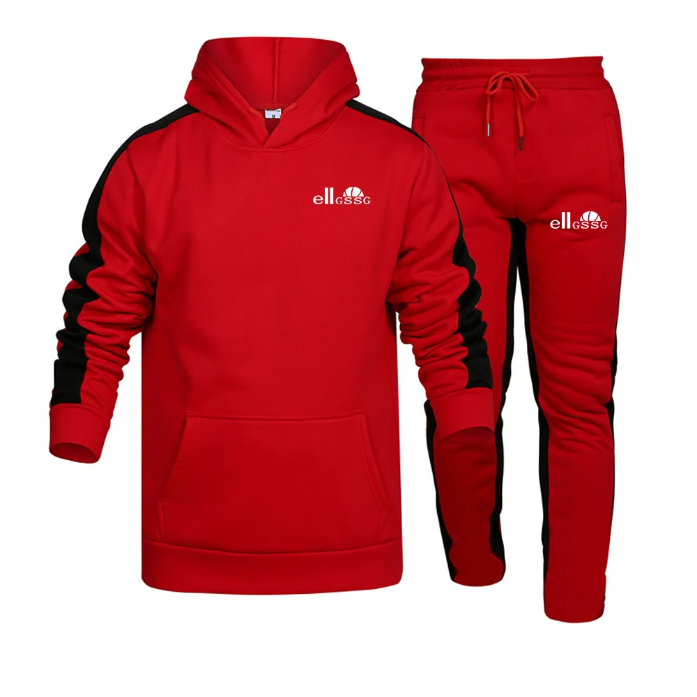 

2021 men's spring and autumn breathable training suit track suit hoodie + tie rope feet trousers fashion street running jogging