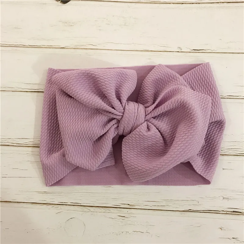 Детская повязка на голову с бантом ободки для девочек малышей тюрбан детская головная повязка нейлон рюшами аксессуары для волос бохо стиль младенческой фотографии - Цвет: purple