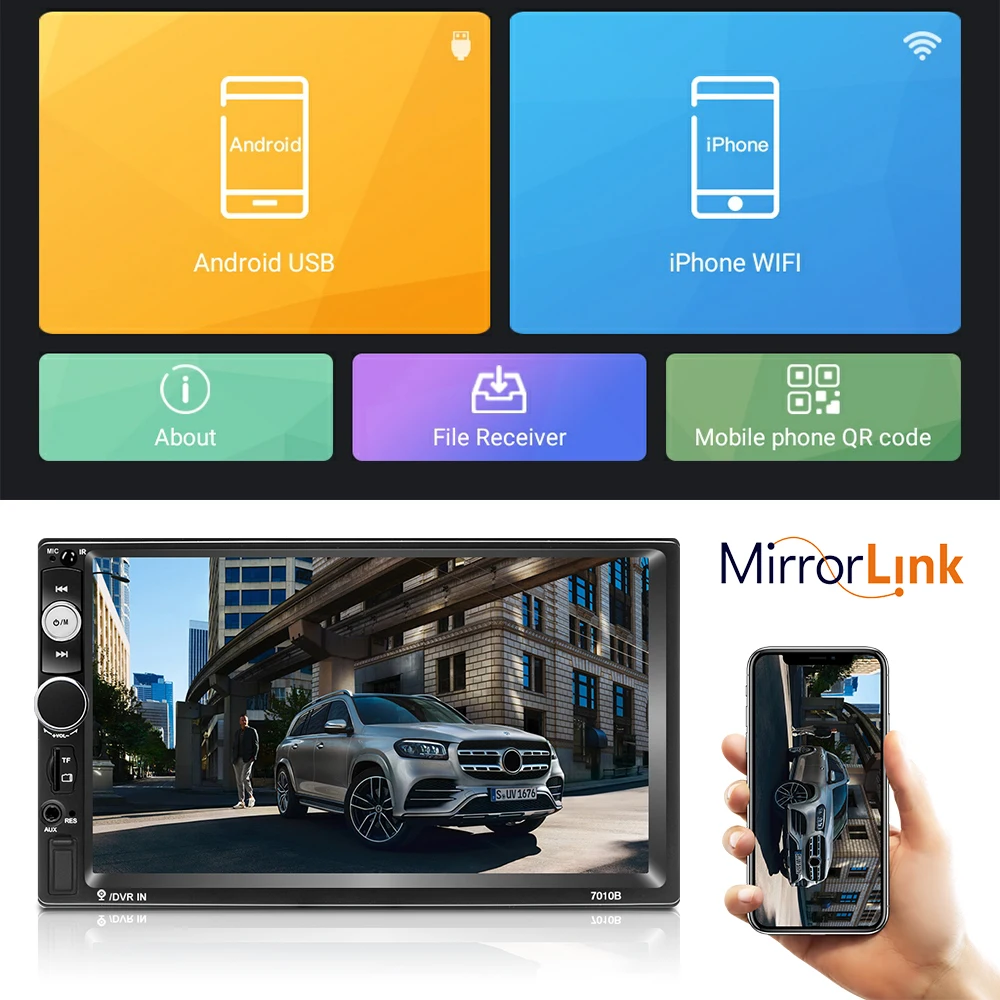 Podofo Android 2 din + 32 ГБ автомобильное радио 7 &quotАвторадио мультимедийный плеер GPS