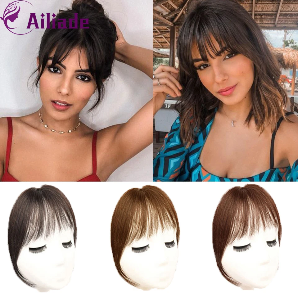 2020 черные и коричневые 100% настоящие человеческие волосы AILIADE воздушные челки