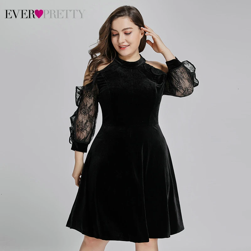 Сексуальные велюровые коктейльные платья Ever Pretty A-Line Холтер длинный кружевной рукав короткое вечернее платье для вечерние платья Vestidos De Coctel