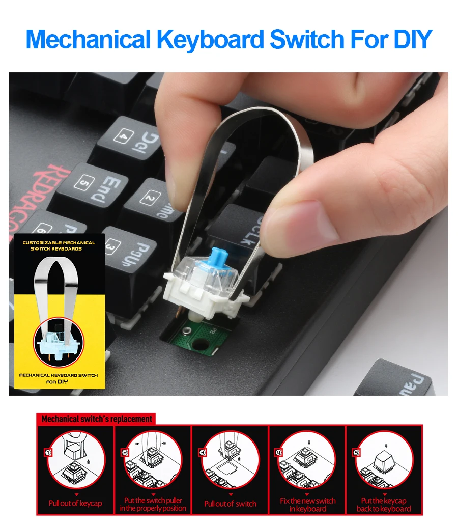 Redragon Mitra K551 USB Механическая игровая клавиатура синий переключатель DIY 104 ключ с подсветкой PC Gamer русские брелки или стикер с надписью на испанском