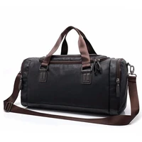 2020 new outdoor travel bag black pu leather hiking bags hand luggage for men travel duffle large capacity bag high quality