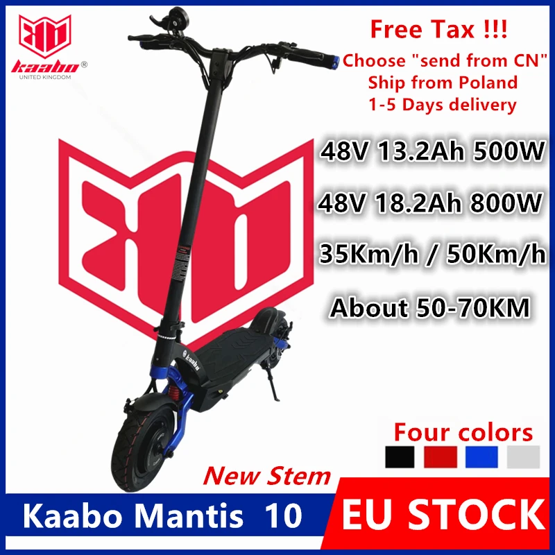 2021 новый оригинальный скутер kaabo mantis 10 48 в 500 Вт/800 Вт с одним мотором 13ah 18.2ah