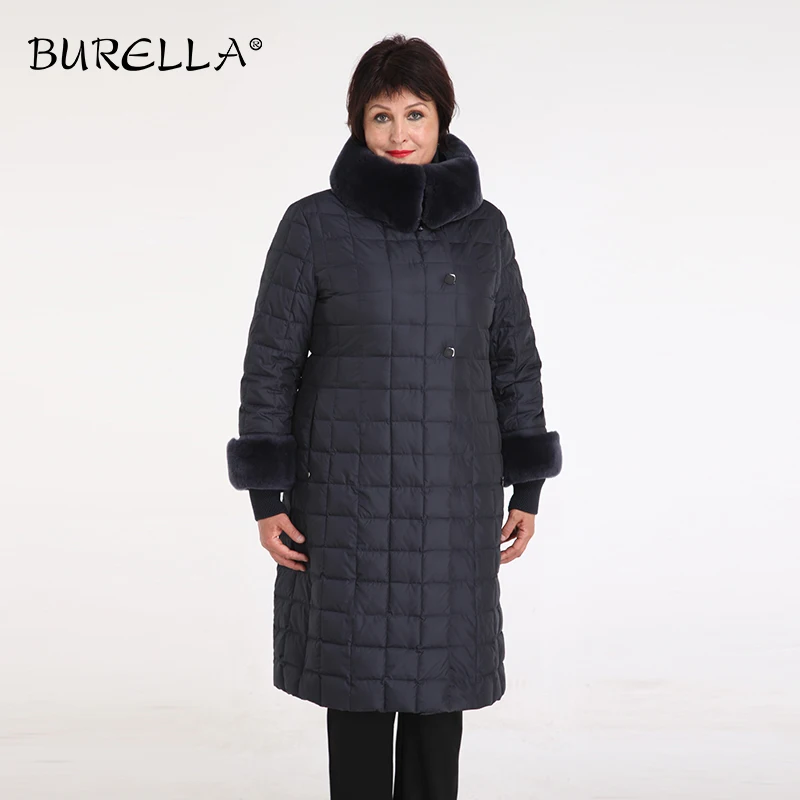 Женское хлопковое пальто BURELLA Свободное из натурального кроличьего меха с