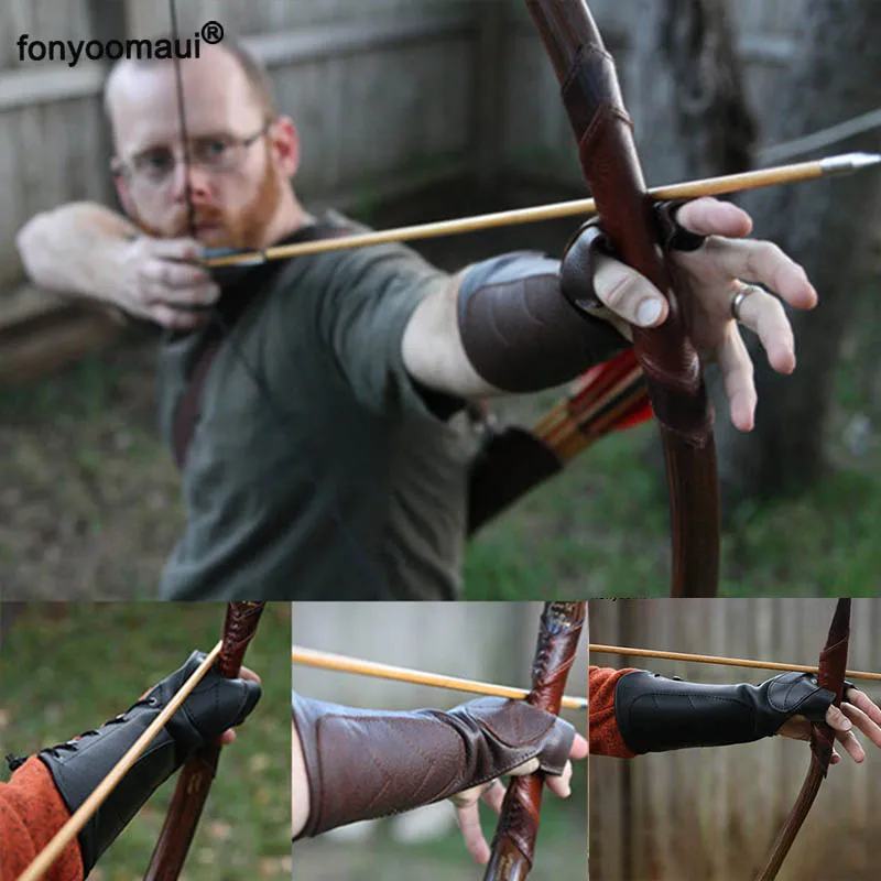 Для взрослых мужчин средневековый воин Ларп рыцарь кожа на шнуровке нарукавник