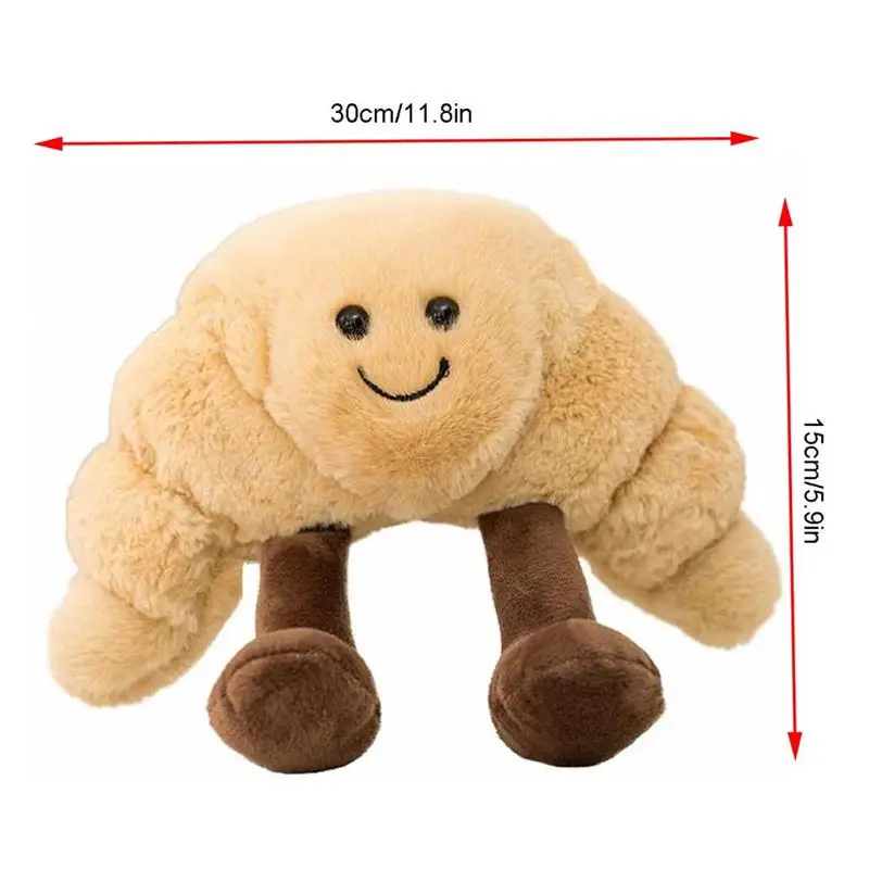 

Croissant Plush Toy Children Toast Bread Stuffed Doll Smiley Face Plush Pillow Snack Birthday Gift