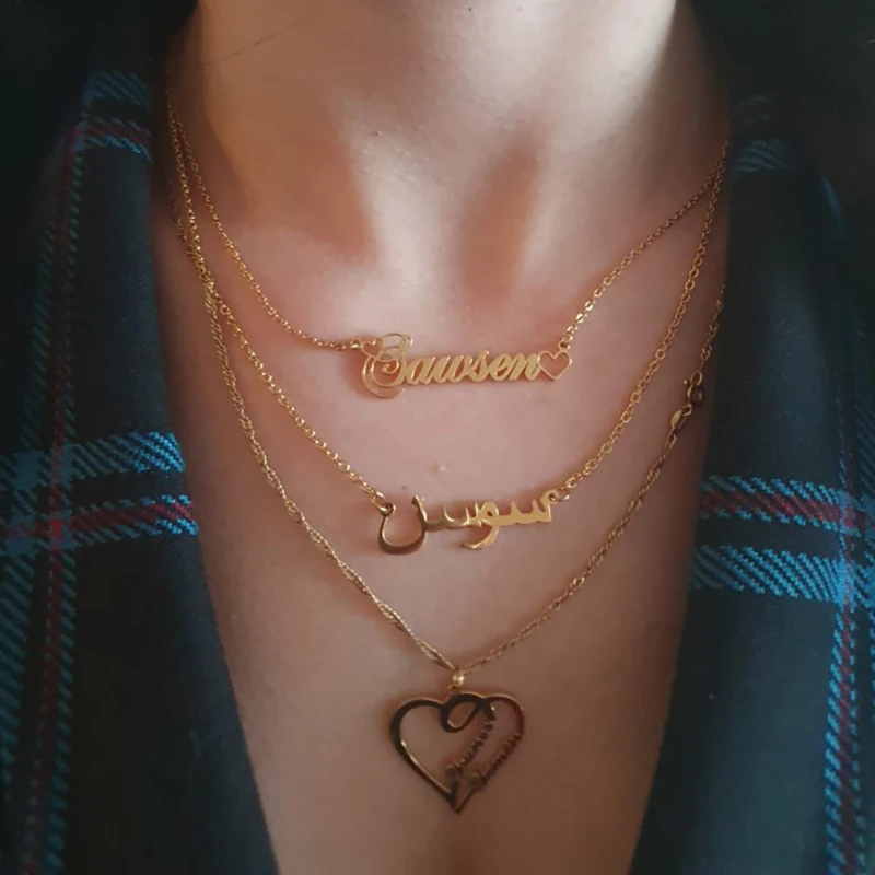 Персонализированное ожерелье Raexrage с арабским именем из нержавеющей стали