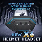 1500 mAh аккумулятор большой емкости X6 Bluetooth 5,0 мотоцикла система внутренней связи по Bluetooth гарнитура для шлема, Беспроводной Водонепроницаемый со встроенным fm-тюнером для мотоциклистов