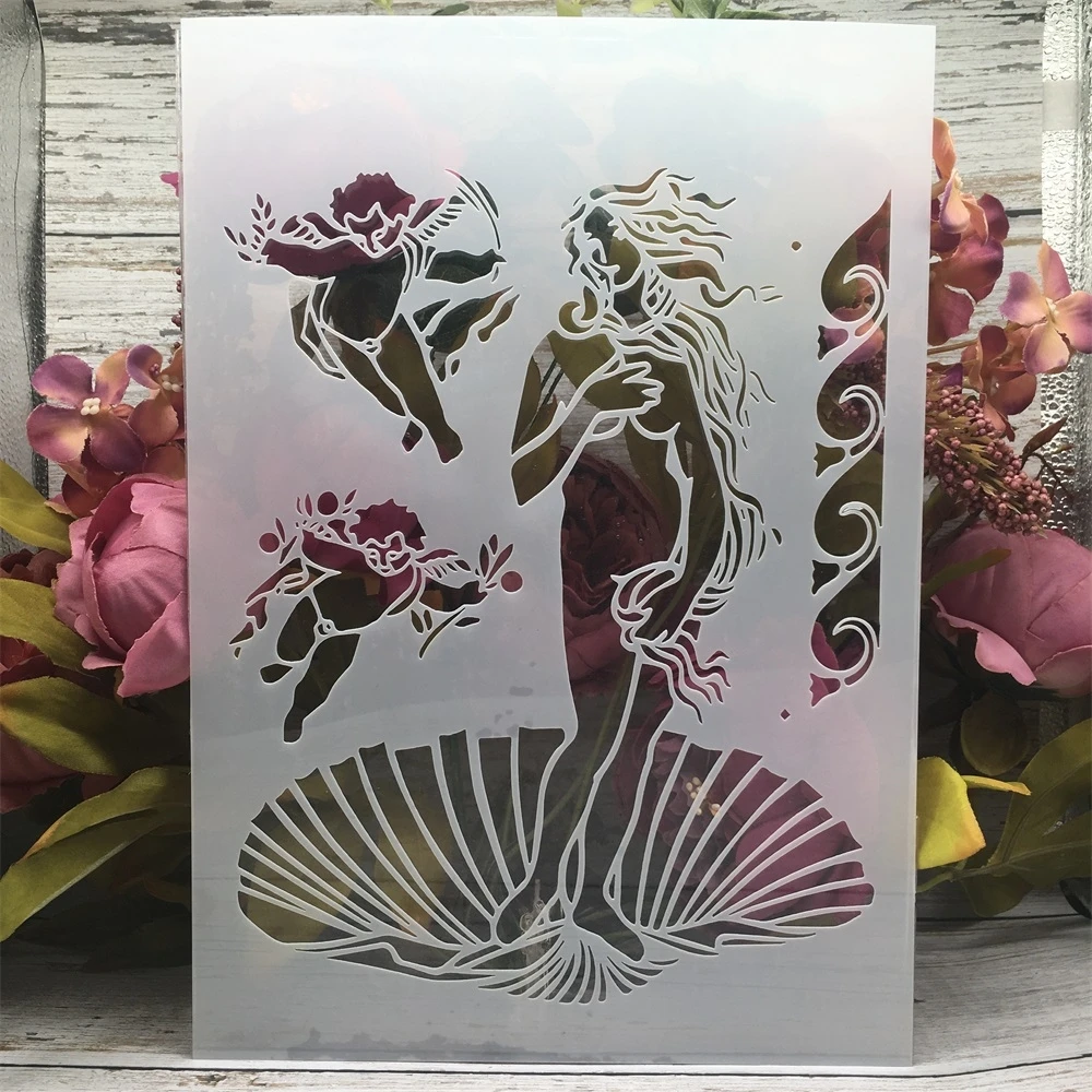 A4 29 см Shelll богиня ангел &quotсделай сам&quot наслоения Трафареты настенная живопись