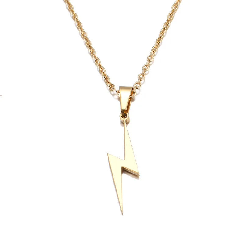 

Stainless Steel Necklace For Women Men Long Chain Small Lightning Pendant Necklace Party Ornament Jewelry Gift