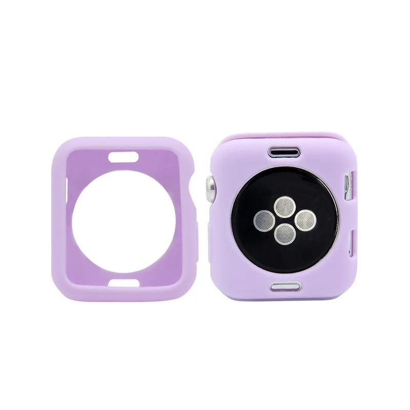 Мягкий силиконовый чехол для Apple Watch Series 5 4 3 2 1 резиновый с рамкой защитный бампер