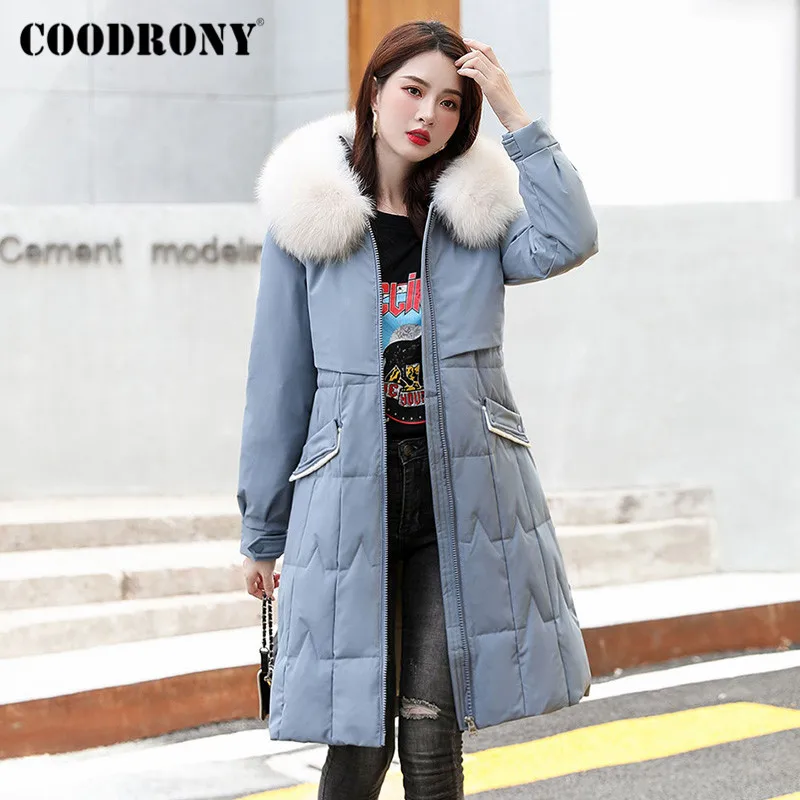 

COODRONY Brand Streetwear Real Fox Collar Hooded Women's Winter Down Jackets New Elegant Windproof Soft Warm Female Coats W9020