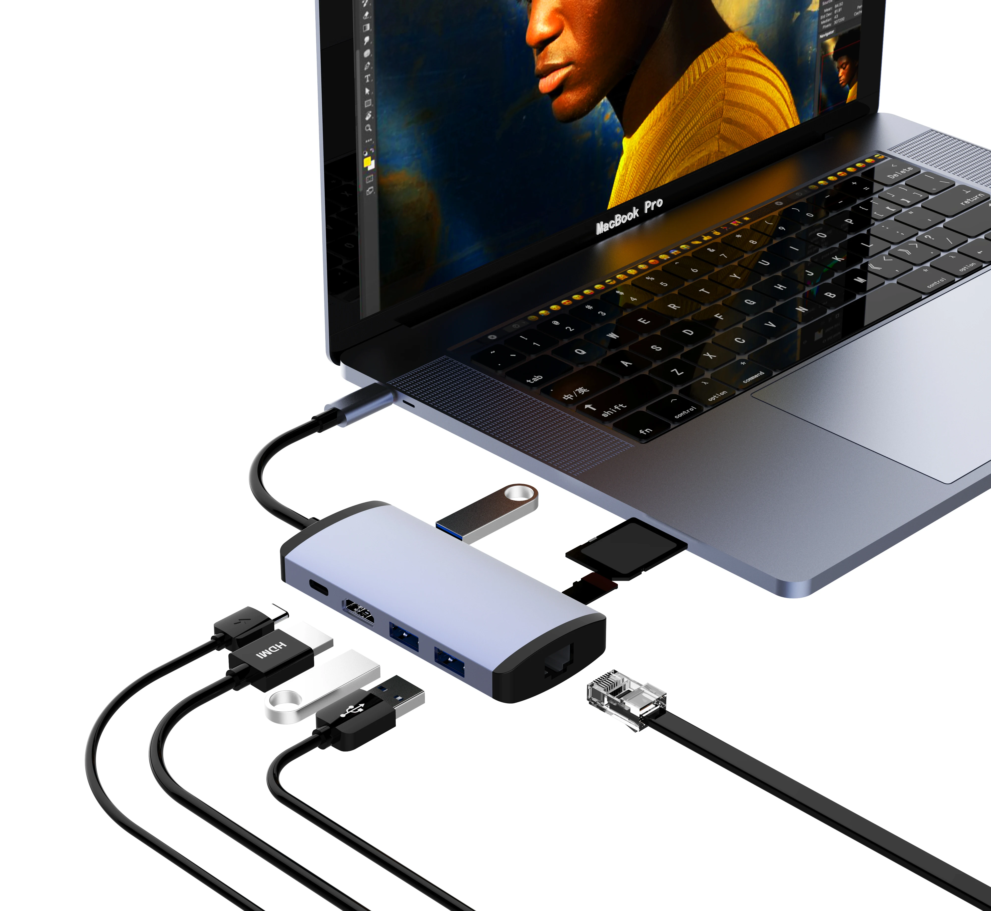 переходник usb type c хаб для макбука Rj45 Тип 2 шт./лот адаптер 3 типа Разветвитель к HDMI