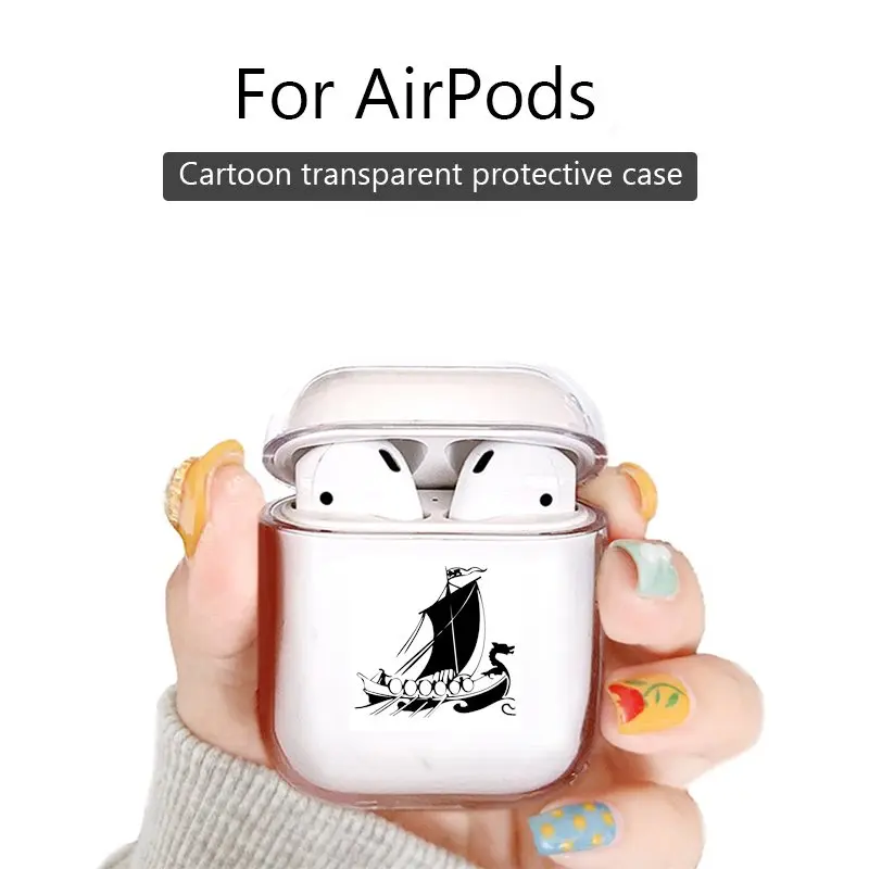 Фото Прозрачный чехол для зарядки наушников сумка Apple AirPods 1/2 защитный Модный логотип