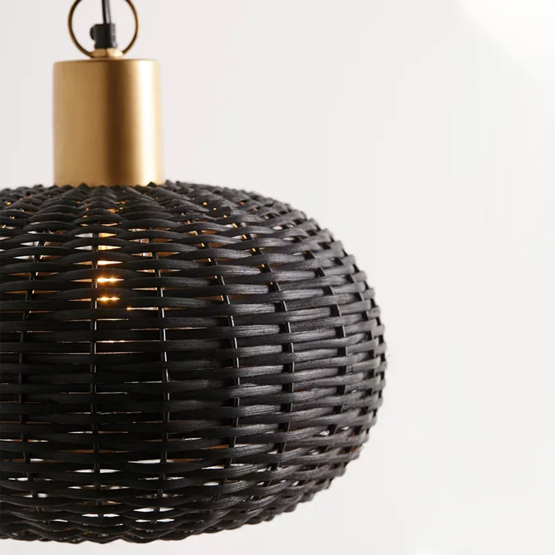 저렴한 일본 레트로 손으로 짠 등나무 펜 던 트 조명 선 아트 Led E27 홈 장식 거실 침실 연구 차 룸 Homestay 호텔 바