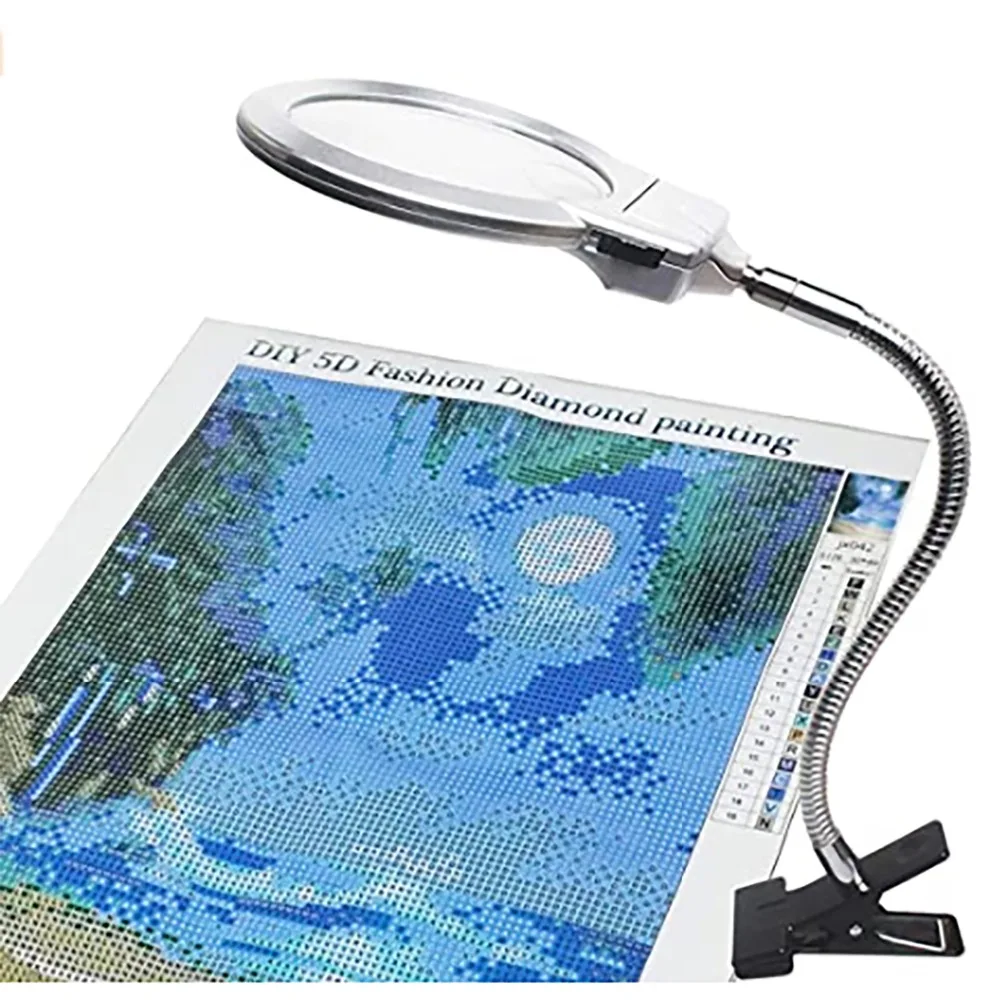 

5D Diamond Painting Magnifying Glass LED Lamp for Diamond Art with 4X and 6X LED Magnifying Glass Diamond Painting Tools