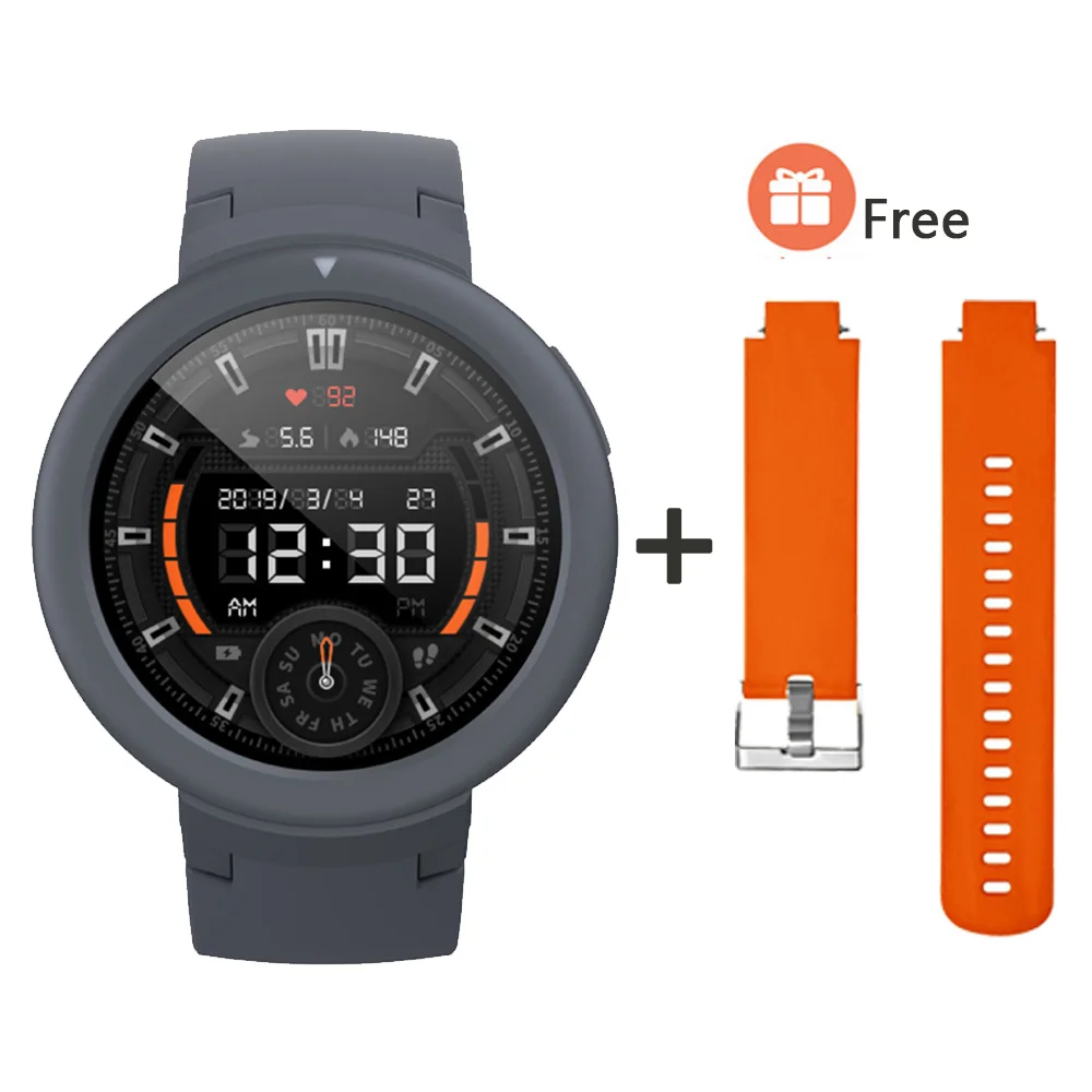 Умные часы AMAZFIT Verge Lite, 20 дней работы от батареи, 1,3 дюймов, AMOLED экран, встроенный gps монитор сердечного ритма - Цвет: Black add Orange