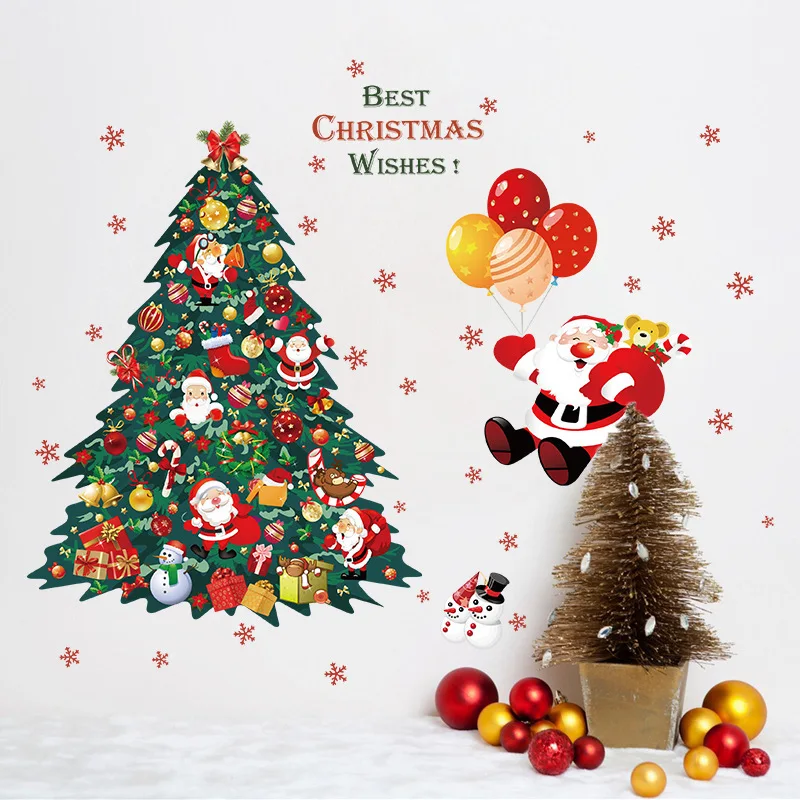

2021 New Christmas Glass Stickers Shop Wall Door Window Room Decoration Santa Claus Home Decor
