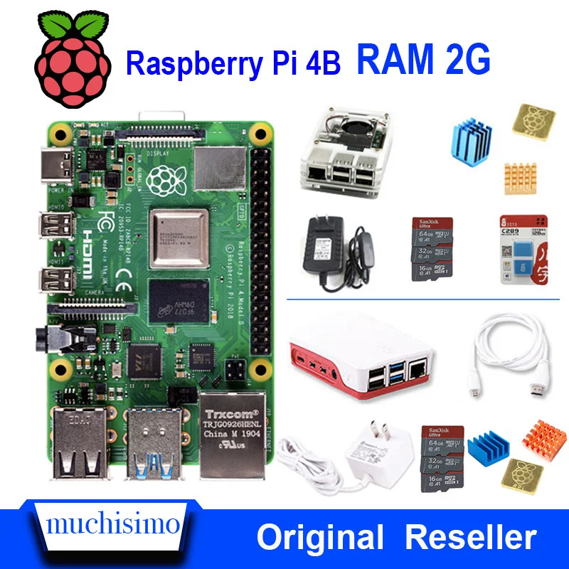 Оригинальный Raspberry Pi 4 Model B 4B С ОЗУ 2 ГБ 1 5 ГГц 4/5 0 WIFI Bluetooth чехол Охлаждающий