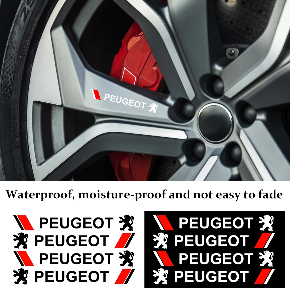 

4pcs Car Logo Door Handle Stickers Body Wheel Rear View Mirror Decals Accessories For Peugeot 308 206 207 408 5008 RCZ 2008 3008