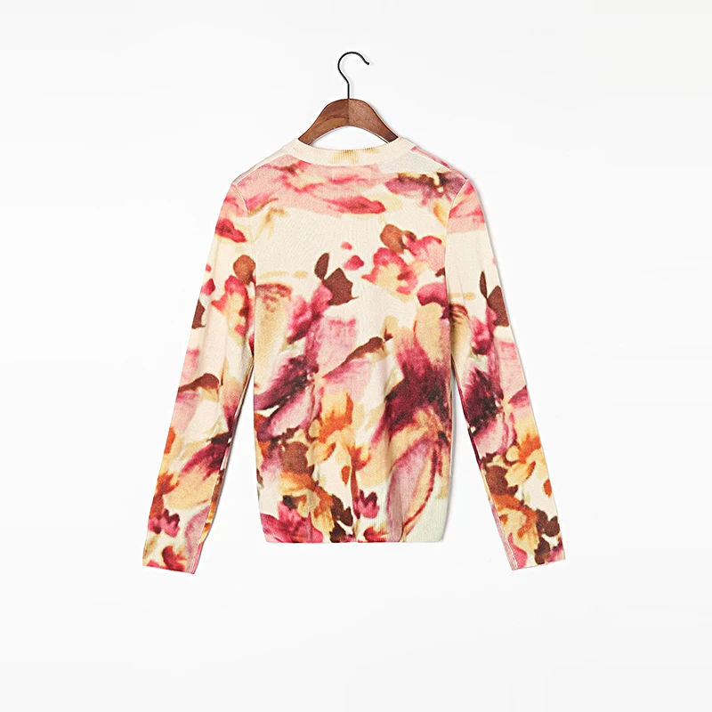 Bogeda 100 кашемировый свитер для женщин с круглым вырезом и золотым принтом