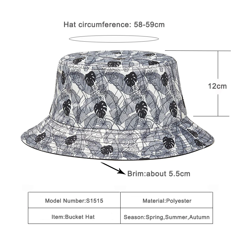 

Wuaumx Fashion Print Panama Cap Spring Summer Bucket Hats Women Fisherman Hat Men Hip Hop Bob Cap Unisex Sunshade Cap casquette