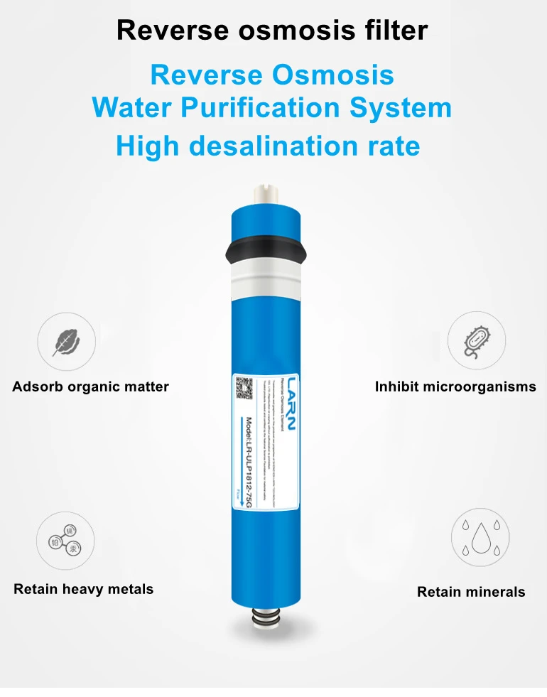 Замена мембраны RO системы очистки воды Home Kitchen Reverse Osmosis объемом 75/100/200/400GPD для фильтрации, очистки и обработки питьевой воды.