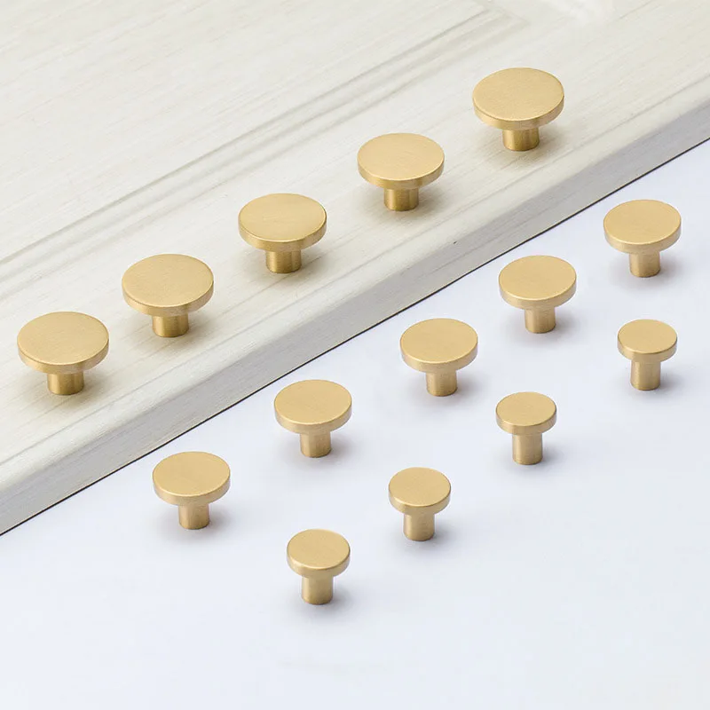 

Simple Style Matte Gold Cabinet Handles Solid Brass Knob Kitchen Cupboard Pulls Drawer Knobs Furniture Handle Hardware