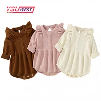 2021 newborn infant toddler baby girl warm bodysuit long sleeve knitting solid soft jumpsuit girl autumn clothes girls overalls