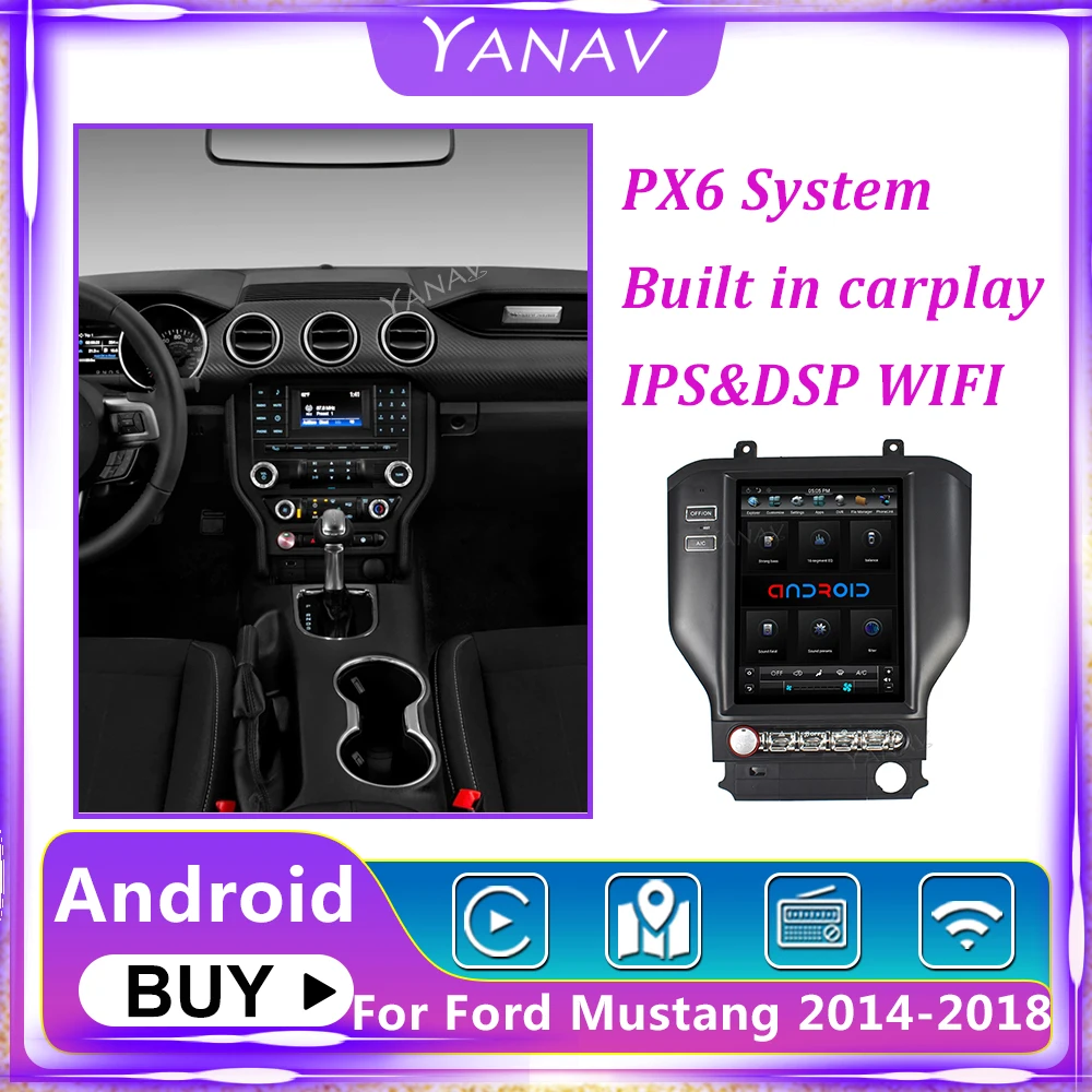 

Автомобильный радиоприемник Android 2 Din, стерео приемник для Ford Mustang 2014-2018, GPS-навигация, Автомобильный видео мультимедийный плеер, беспроводной...