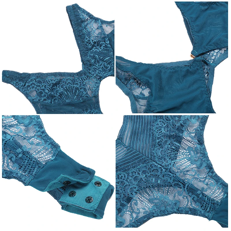 

Joyaria Womens Sexy Lace Teddy Lingerie Snap Crotch Bodysuit Cutout Eyelash Sleepwear Nightwear Women