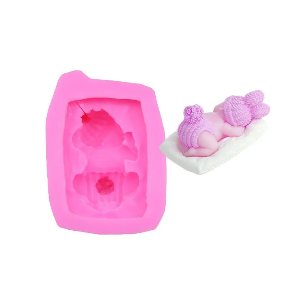 

Kitchen Mold Infant Sleeping Baby Dressed Bunny Silicone Mold Cake Chocolate Candy Fondant Mold Handmade Soap 3D Craft Mould
