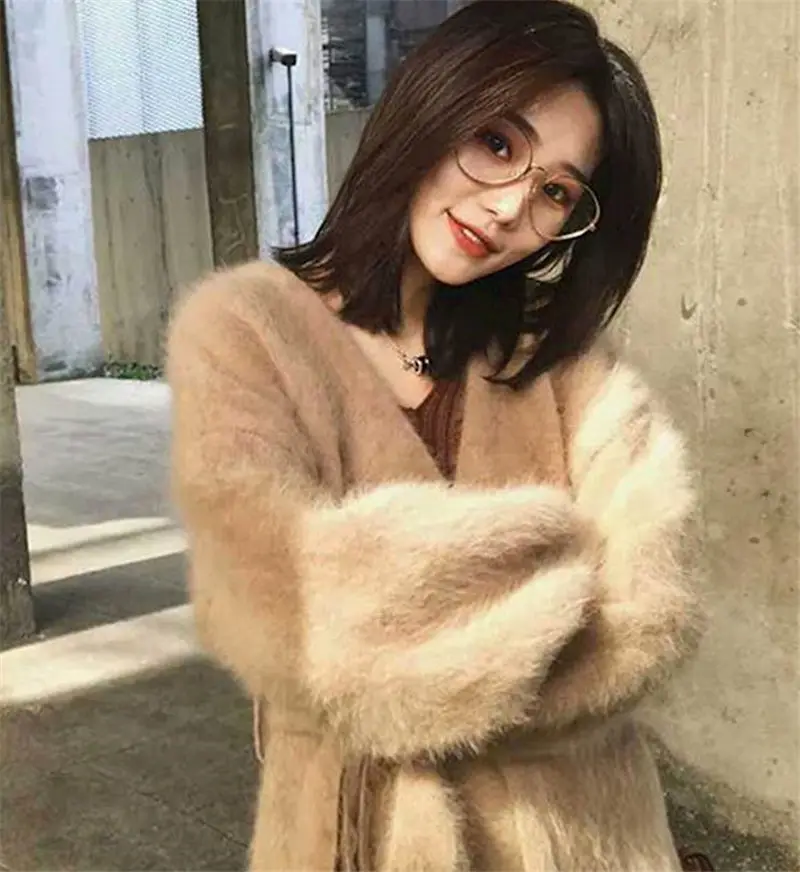 Новинка Осень зима 2019 дизайнерский свитер в стиле ленивого стиля с поясом